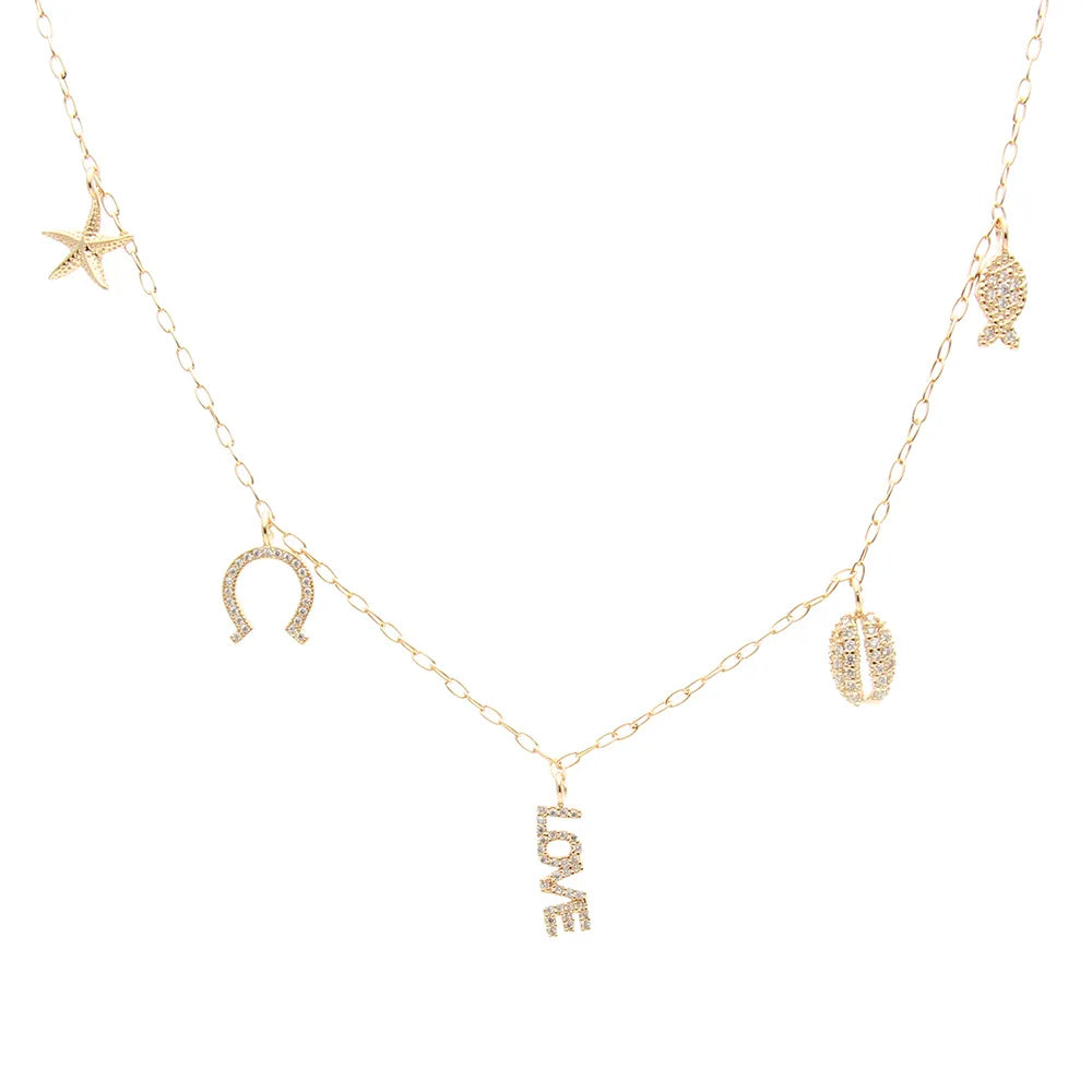 18k Gold Plated Boho Charm Necklace