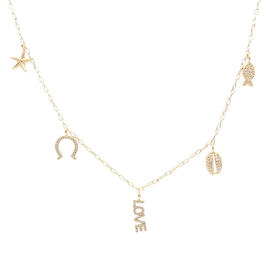 18k Gold Plated Boho Charm Necklace